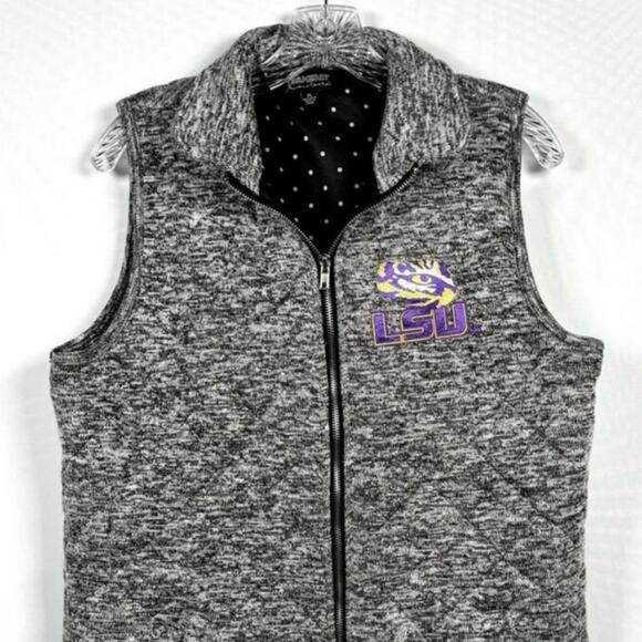 LSU Gameday Vest Gray Quilted Zip Up Collared Women's Size XL - Picture 1 of 6